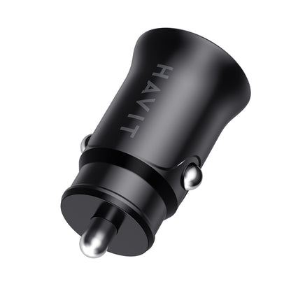 Cargador de Coche HAVIT CC2022, 20W, 3A, 1 x USB-A - 1 x USB-C, Negro