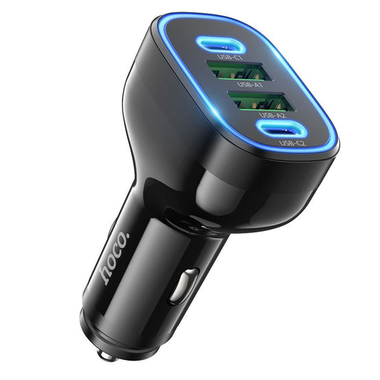 Cargador de coche HOCO Guide NZ11, 72W, 3A, 2 x USB-A - 2 x USB-C, Negro 