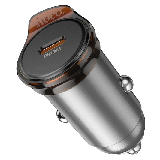Cargador de coche HOCO NZ16, 30W, 3A, 1 x USB-C, Gris