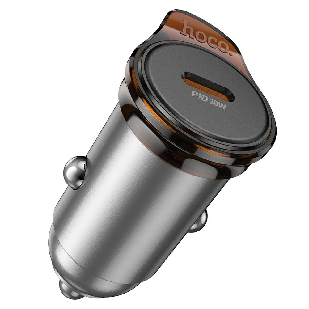 Cargador de coche HOCO NZ16, 30W, 3A, 1 x USB-C, Gris