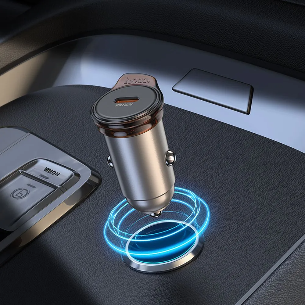 Cargador de coche HOCO NZ16, 30W, 3A, 1 x USB-C, Gris