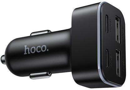 Cargador de coche HOCO Z63, 42W, 3A, 2 x USB-A - 2 x USB-C, Negro