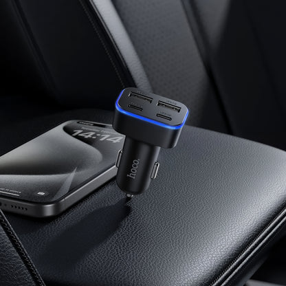 Cargador de coche HOCO Z63, 42W, 3A, 2 x USB-A - 2 x USB-C, Negro