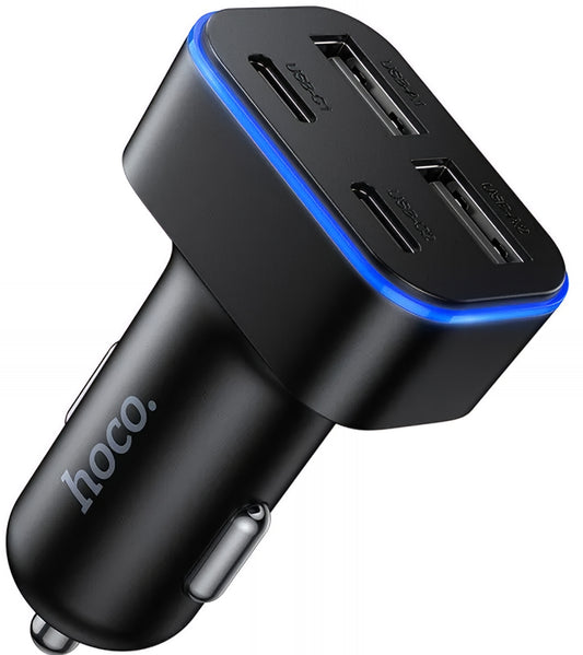 Cargador de coche HOCO Z63, 42W, 3A, 2 x USB-A - 2 x USB-C, Negro