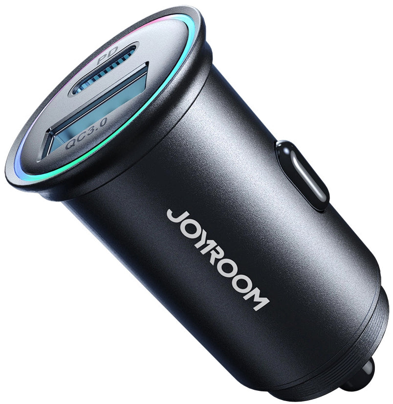 Joyroom JR-CCN04 Car Charger, 60W, 3A, 1 x USB-A - 1 x USB-C, Black