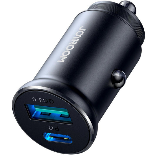 Cargador de coche Joyroom JR-CCN05, 30W, 3A, 1 x USB-A - 1 x USB-C, Negro