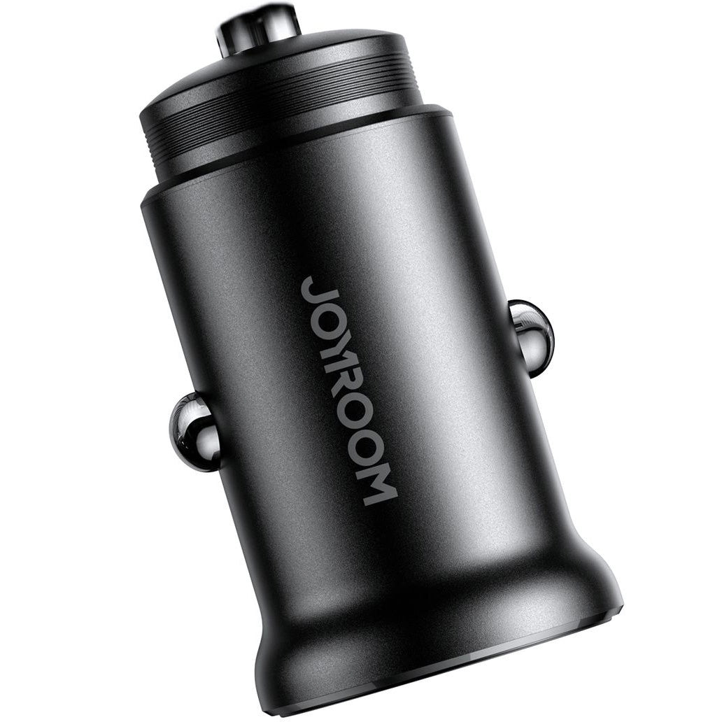 Cargador de coche Joyroom JR-CCN05, 30W, 3A, 1 x USB-A - 1 x USB-C, Negro