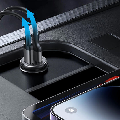 Cargador de coche Joyroom JR-CCN05, 30W, 3A, 1 x USB-A - 1 x USB-C, Negro