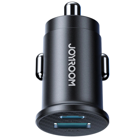 Cargador de Coche Joyroom JR-CCN16 Mini, 12W, 2.4A, 1 x USB-A - 1 x USB-C, Negro