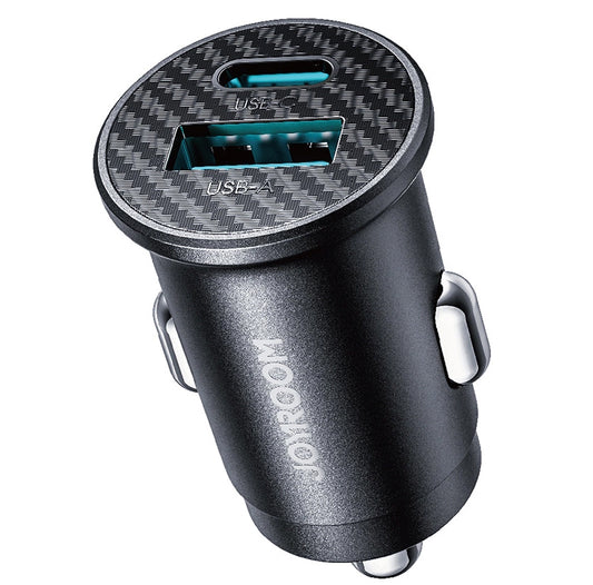 Cargador de Coche Joyroom JR-CCN16 Mini, 12W, 2.4A, 1 x USB-A - 1 x USB-C, Negro