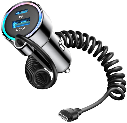 Cargador de Coche con Cable USB-C Joyroom JR-CL07, 72W, 3A, 1 x USB-A - 1 x USB-C, Negro