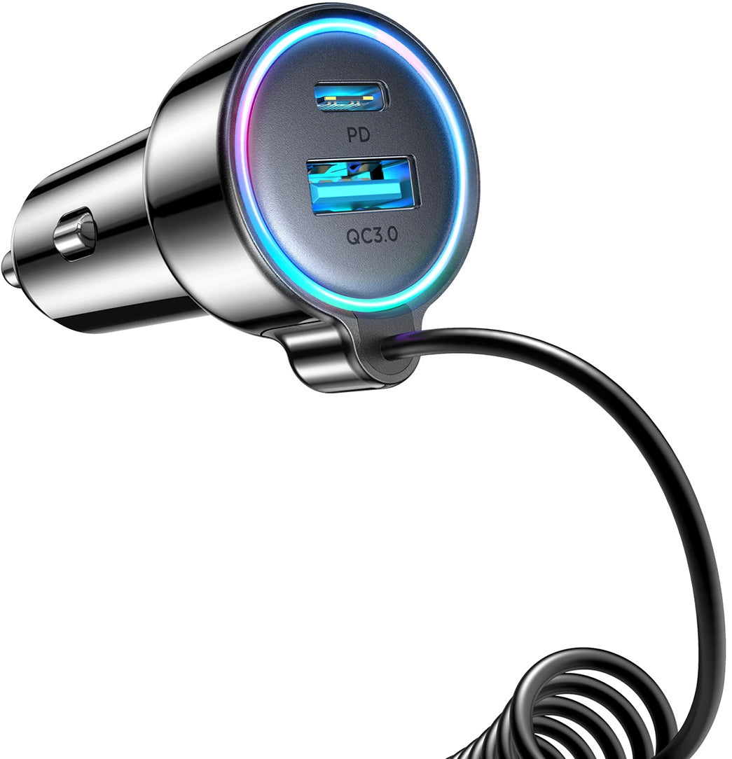 Cargador de Coche con Cable USB-C Joyroom JR-CL07, 72W, 3A, 1 x USB-A - 1 x USB-C, Negro