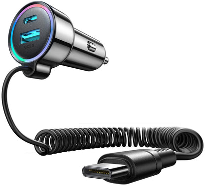 Cargador de Coche con Cable USB-C Joyroom JR-CL07, 72W, 3A, 1 x USB-A - 1 x USB-C, Negro