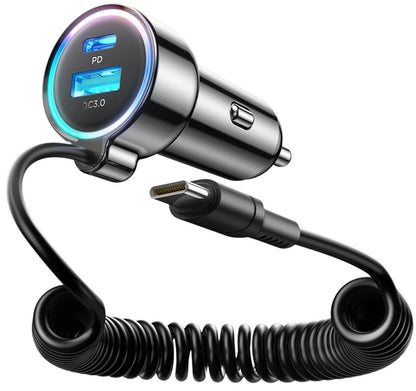 Cargador de Coche con Cable USB-C Joyroom JR-CL07, 72W, 3A, 1 x USB-A - 1 x USB-C, Negro