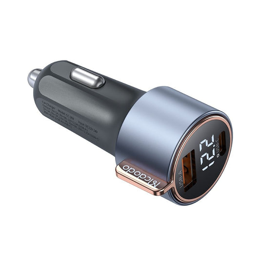 Cargador de Coche McDodo CC-3690 Venus Display, 75W, 3A, 1 x USB-A - 1 x USB-C, Negro