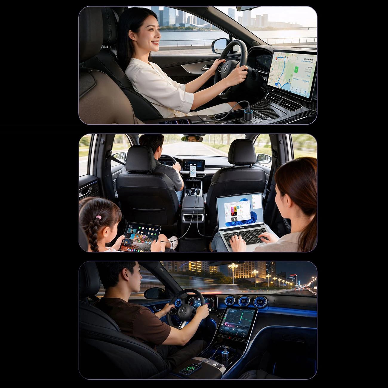 Cargador de Coche Orico PowerLink, 165W, 5A, 1 x USB-A - 2 x USB-C, Negro