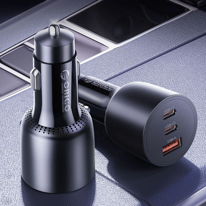 Cargador de Coche Orico PowerLink, 165W, 5A, 1 x USB-A - 2 x USB-C, Negro
