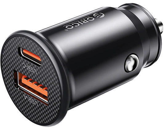 Cargador de Coche Orico PowerMini, 30W, 3A, 1 x USB-A - 1 x USB-C, Negro