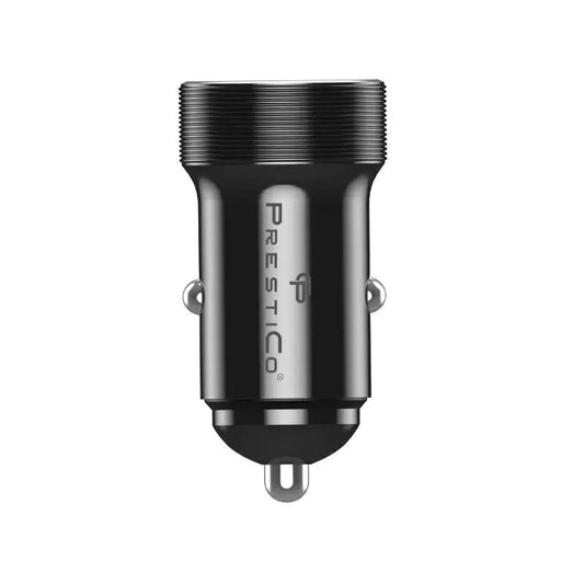 Cargador de Coche Prestico K2A, 20W, 3A, 1 x USB-A - 1 x USB-C, Negro