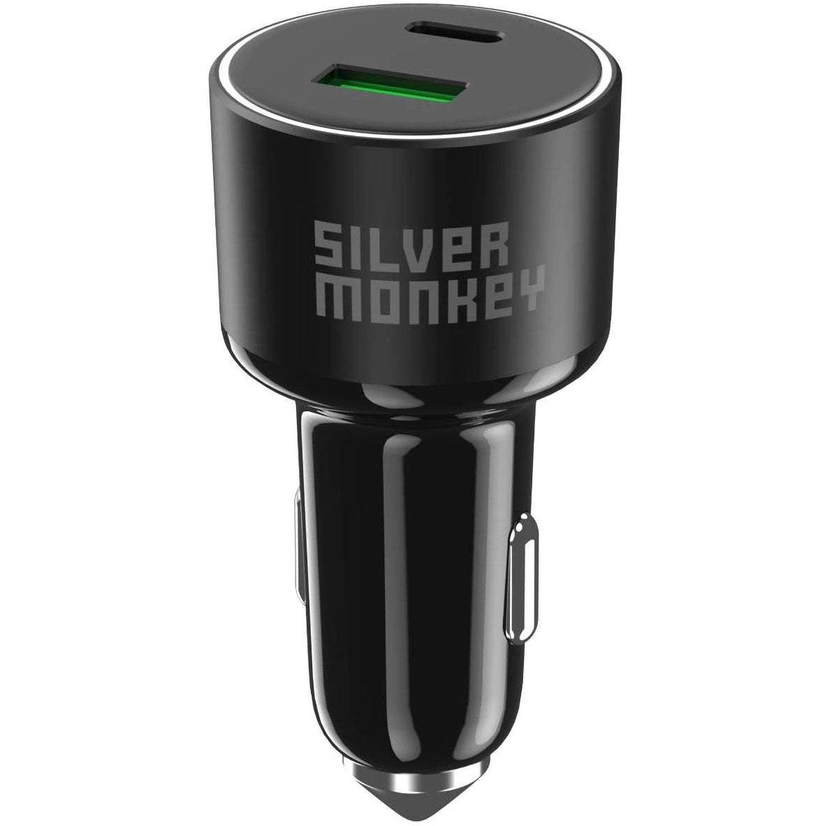 Cargador de coche Silver Monkey SMA014, 100W, 3A, 1 x USB-A - 1 x USB-C, Negro 