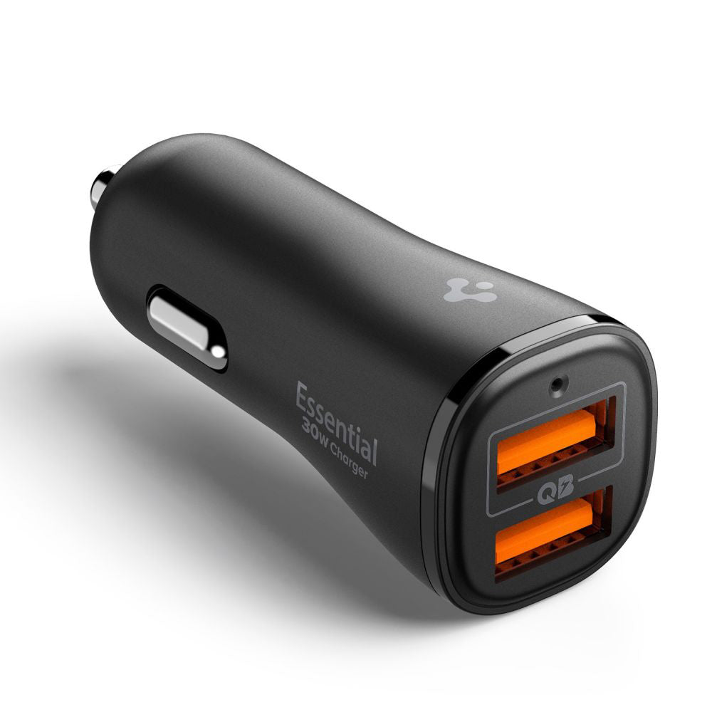 Cargador de Coche Spigen EV302 Essential, 30W, 3A, 2 x USB-A, Negro