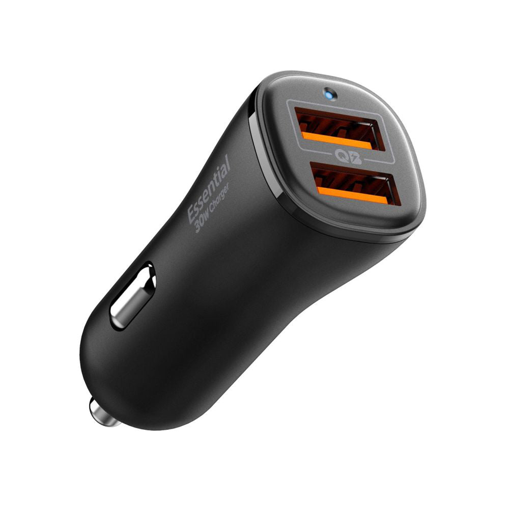 Cargador de Coche Spigen EV302 Essential, 30W, 3A, 2 x USB-A, Negro