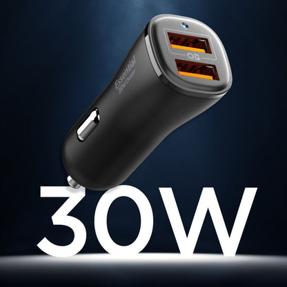 Cargador de Coche Spigen EV302 Essential, 30W, 3A, 2 x USB-A, Negro