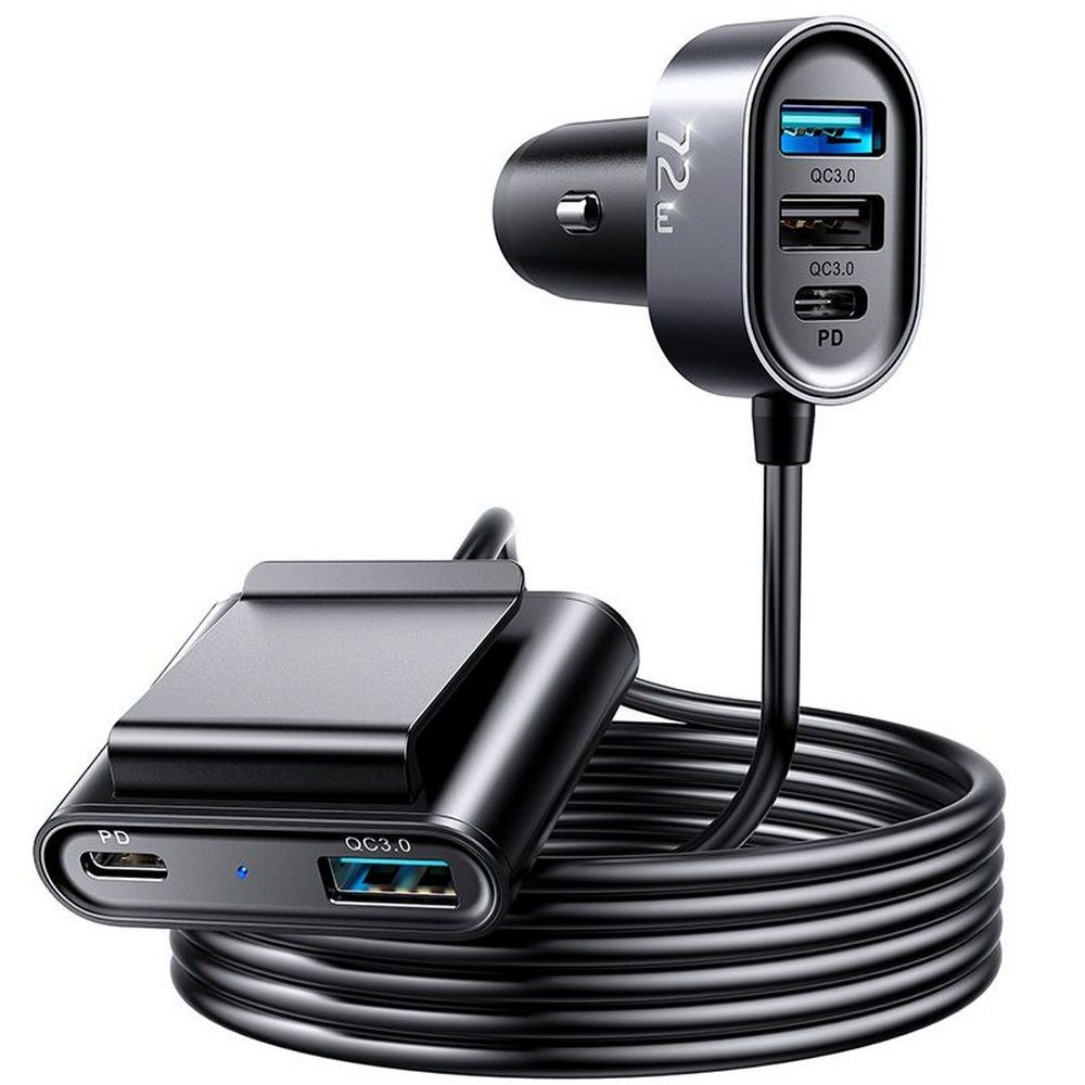 Cargador de coche Joyroom JR-CL05, 72W, 3A, 2 x USB-C - 3 x USB-A, Negro