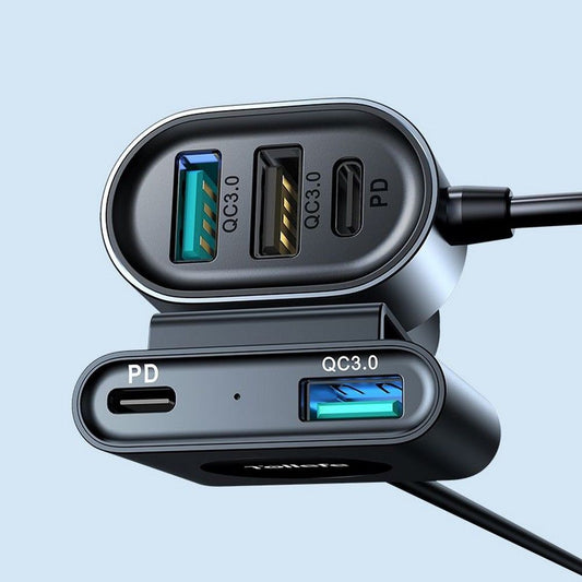 Cargador de coche Joyroom JR-CL05, 72W, 3A, 2 x USB-C - 3 x USB-A, Negro