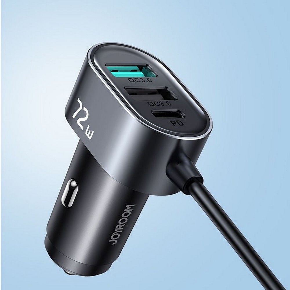 Cargador de coche Joyroom JR-CL05, 72W, 3A, 2 x USB-C - 3 x USB-A, Negro