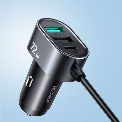 Cargador de coche Joyroom JR-CL05, 72W, 3A, 2 x USB-C - 3 x USB-A, Negro