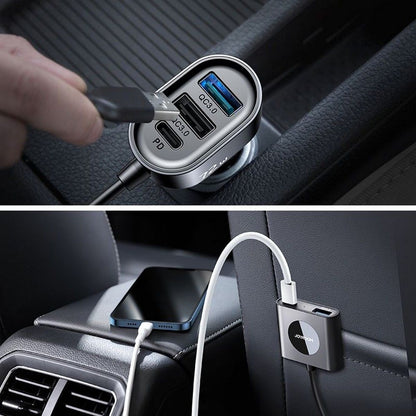 Cargador de coche Joyroom JR-CL05, 72W, 3A, 2 x USB-C - 3 x USB-A, Negro