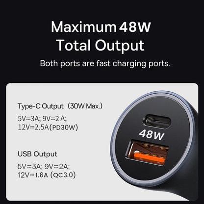 Cargador de coche Techsuit C3 RescueVolt, 48W, 3A, 1 x USB-A - 1 x USB-C, Gris