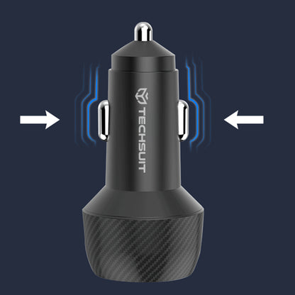 Cargador de coche Techsuit C7 CarbonVolt, 48W, 3A, 1 x USB-A - 1 x USB-C, Negro