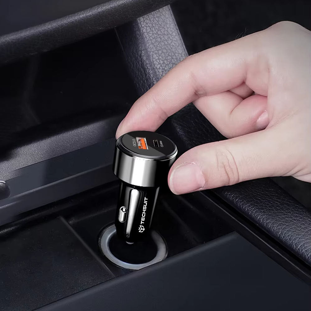 Cargador de Coche Techsuit TE-P31 Premium, 48W, 3A, 1 x USB-A - 1 x USB-C, Negro