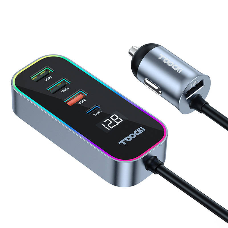 Toocki Cargador de coche 4A+1C, 105W, 3A, 1 x USB-C - 4 x USB-A, Negro TCC4A 1C-XC0G TCC4A 1C-XC0G 