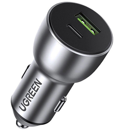 Cargador de coche UGREEN CD213, 36W, 3A, 1 x USB-A - 1 x USB-C, Gris 