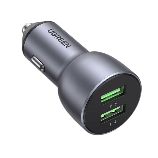 Cargador de coche UGREEN CD213, 36W, 3A, 2 x USB-A, Gris 