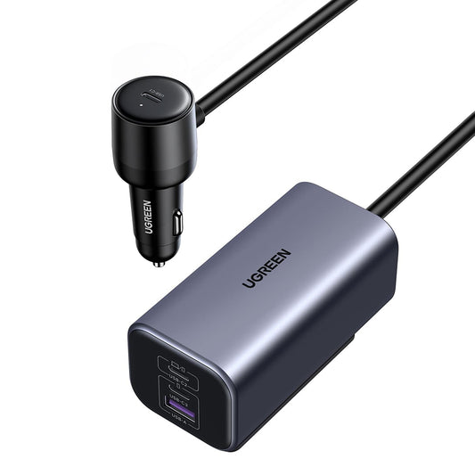 Cargador de Coche UGREEN EC706, 150W, 5A, 1 x USB-A - 3 x USB-C, Negro