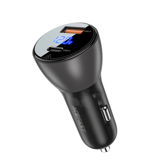Cargador de coche Acefast B6, 63W, 3.6A, 1 x USB-A - 1 x USB-C, Negro
