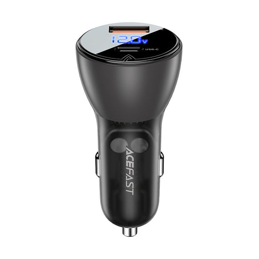 Cargador de coche Acefast B6, 63W, 3.6A, 1 x USB-A - 1 x USB-C, Negro
