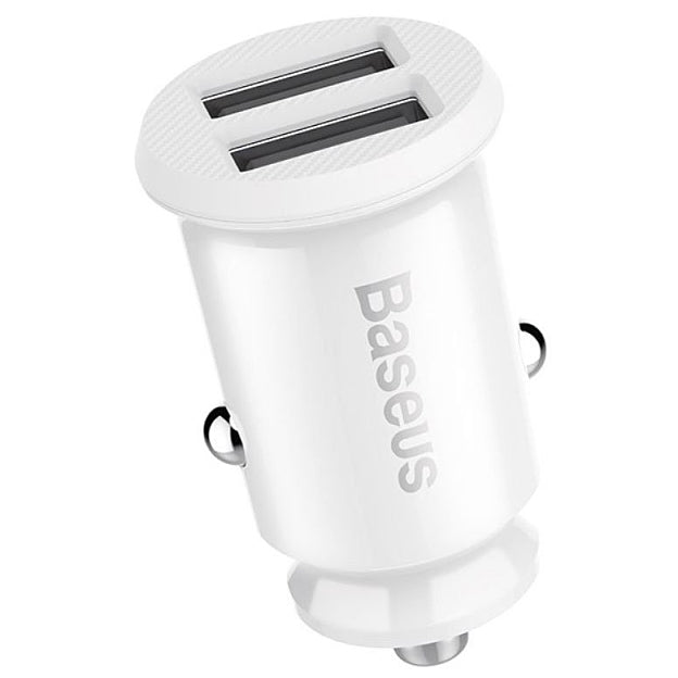 Cargador de coche Baseus Grain, 10.5W, 2.1A, 2 x USB-A, Blanco CCALL-ML02