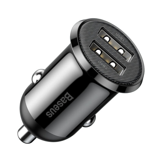 Cargador de coche Baseus Grain Pro, 24W, 2.4A, 2 x USB-A, Negro CCALLP-01