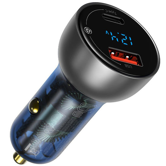 Cargador de coche Baseus, 63W, 5A, 1 x USB-A - 1 x USB-C, Plata CCKX-C0A CCKX-C0A