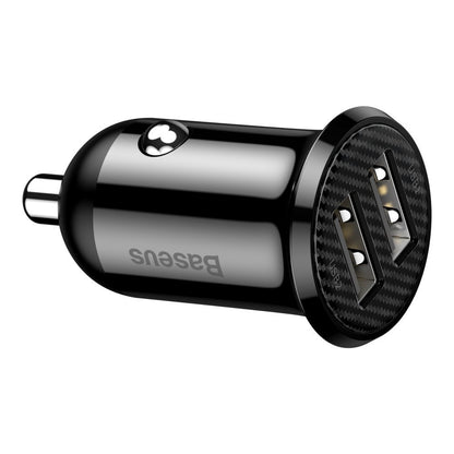 Cargador de coche Baseus Grain Pro, 24W, 2.4A, 2 x USB-A, Negro CCALLP-01