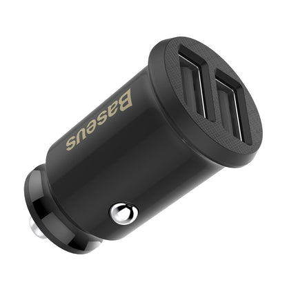 Cargador de coche Baseus Grain, 10W, 2.4A, 2 x USB-A, Negro CCALL-ML01