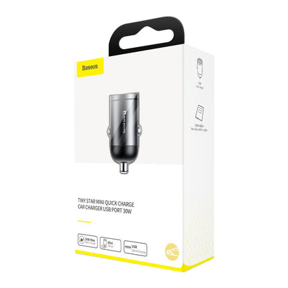 Cargador de coche Baseus Star Mini, 30W, 3A, 1 x USB-A, Gris VCHX-A0G