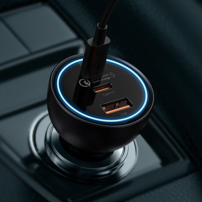 Cargador de coche con cable USB-C Baseus Qualcomm, 160W, 3A, 1 x USB-A - 2 x USB-C, Gris TZCCZZM-0G