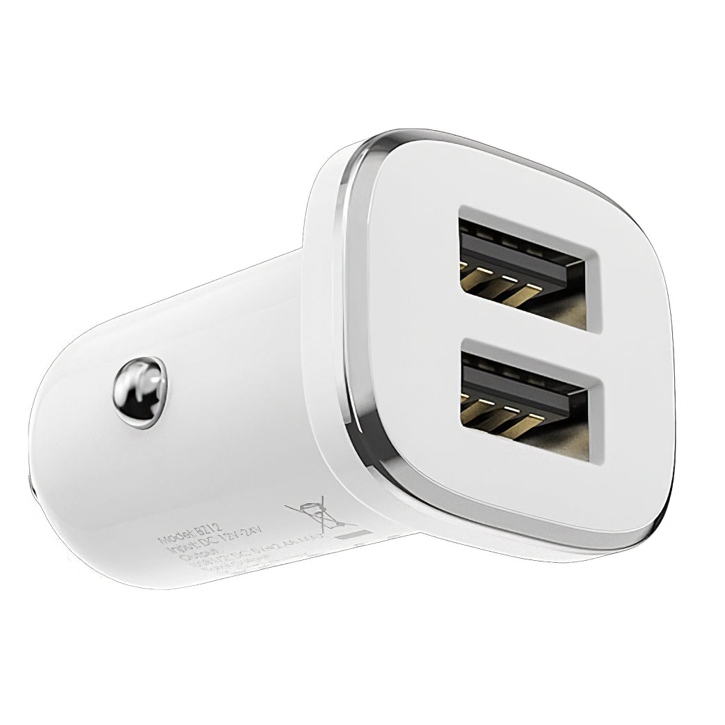 Cargador de coche Borofone BZ12, 12W, 2,4A, 2 x USB-A, Blanco