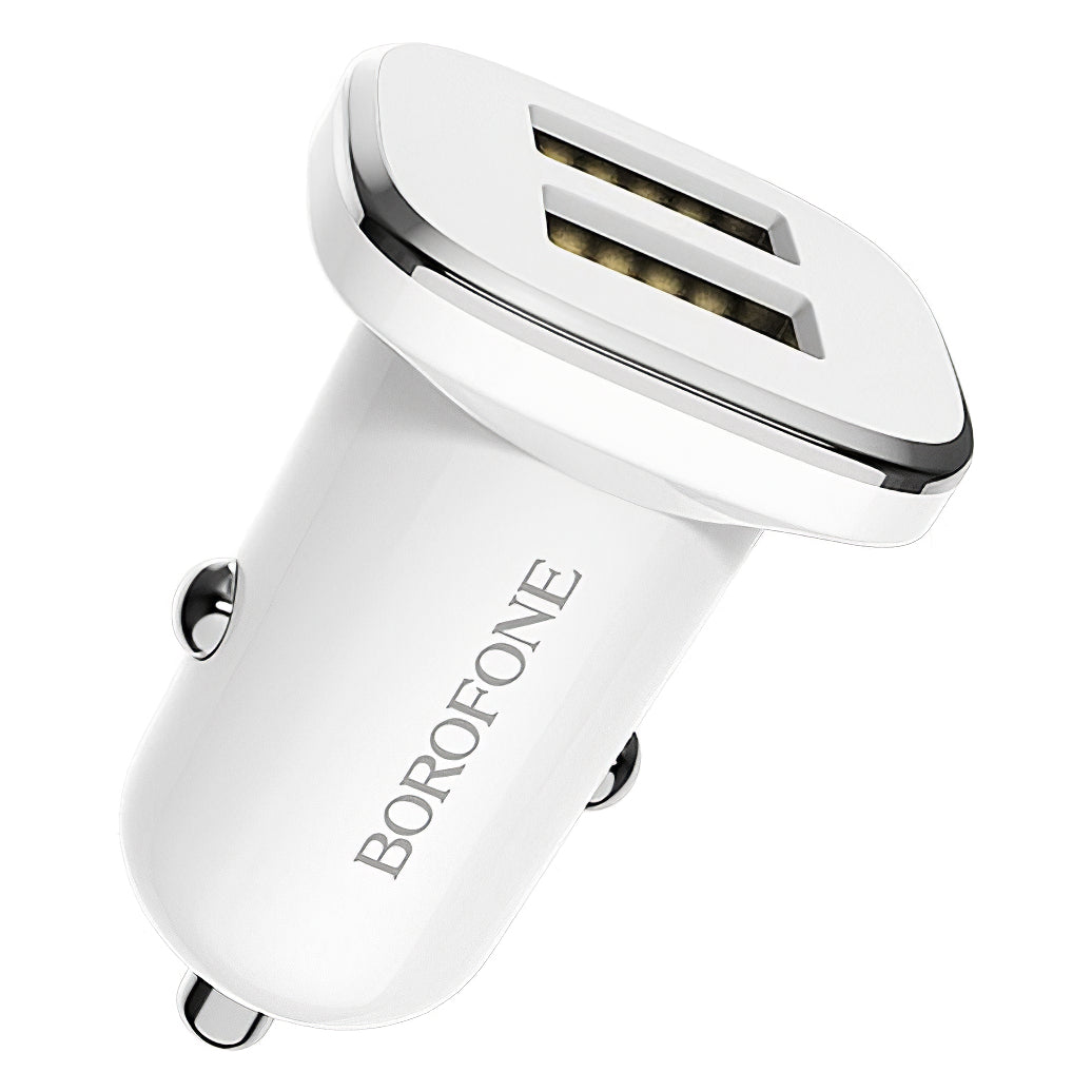 Cargador de coche Borofone BZ12, 12W, 2,4A, 2 x USB-A, Blanco